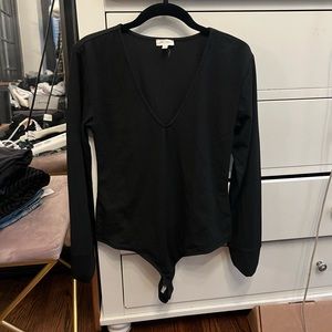 Black v neck bodysuit